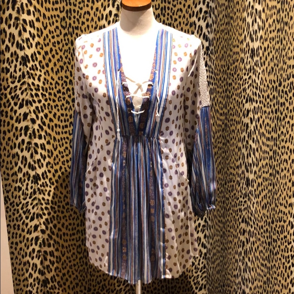 Free people mini hippie flowy dress m